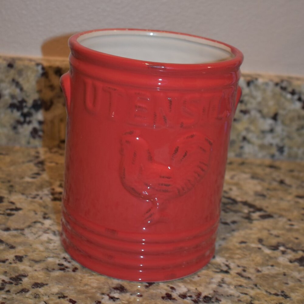 Home Essentials Ceramic Rooster Utensil Can